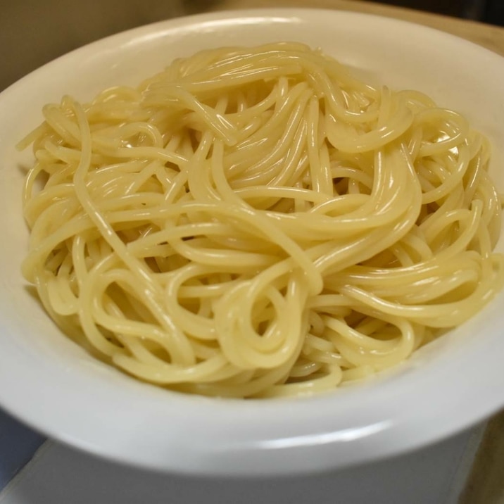 レンジで☆まるで生パスタ！〜水漬けパスタの茹で方〜